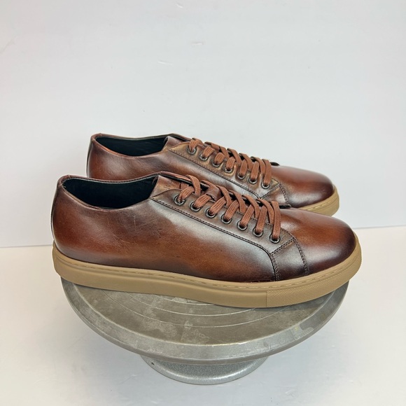 Belvedere Studio Albert Sneakers Mens US Size 8D Leather Brown Cognac Casual - Picture 1 of 9